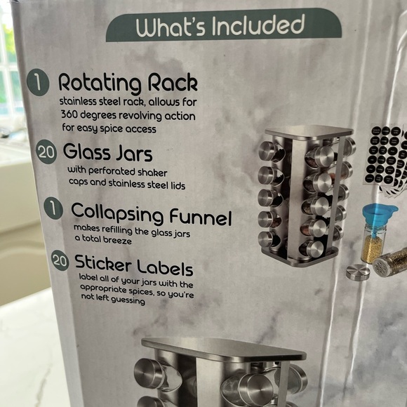 Revolving Spice Rack Square Stainless Steel - Picture 3 of 8